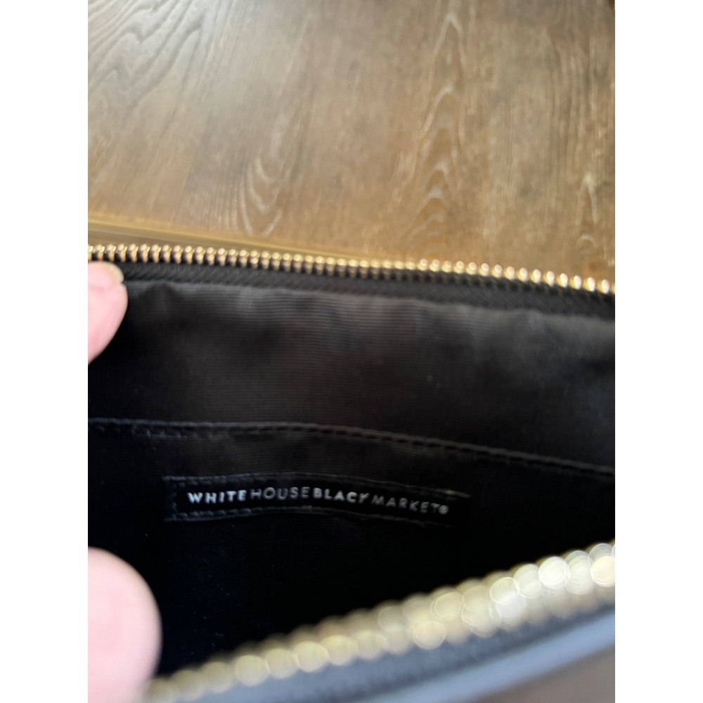 White House Black Market Wristlet Black Finish With Gold Studs & Floral Design - Picture 3 of 8